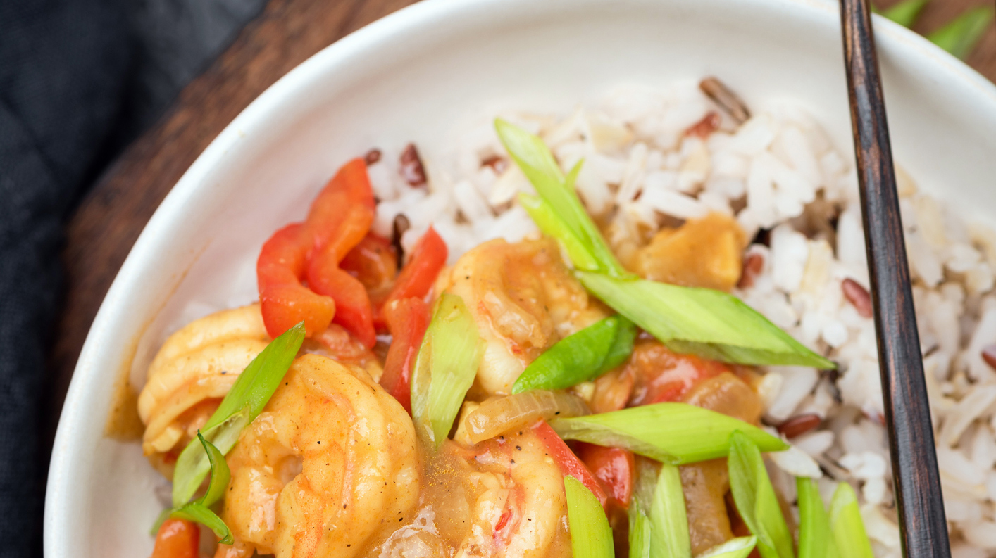 Shrimp curry with rice