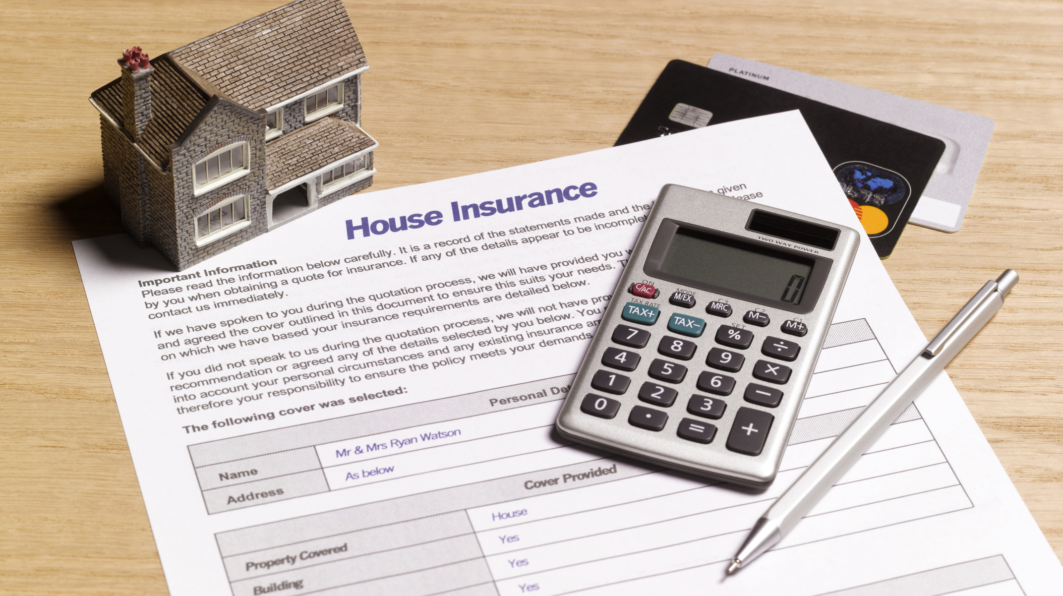 House insurance paperwork