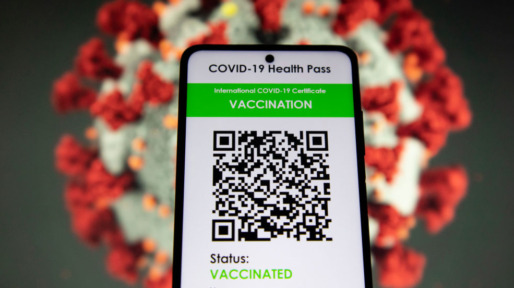 COVID Green Pass Vaccination Certificate On A Mobile Phone