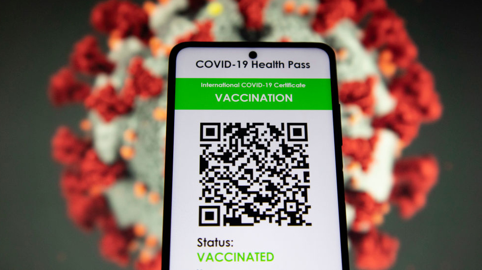 COVID Green Pass Vaccination Certificate On A Mobile Phone