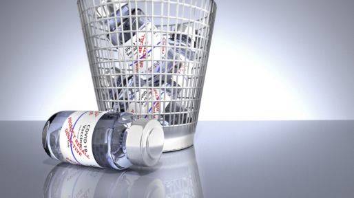 Covid-19 Vaccine in waste bin new viral resistance