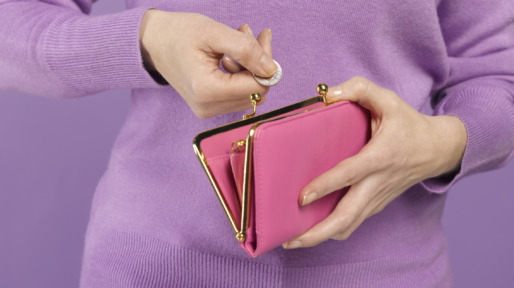 Woman with coin and purse