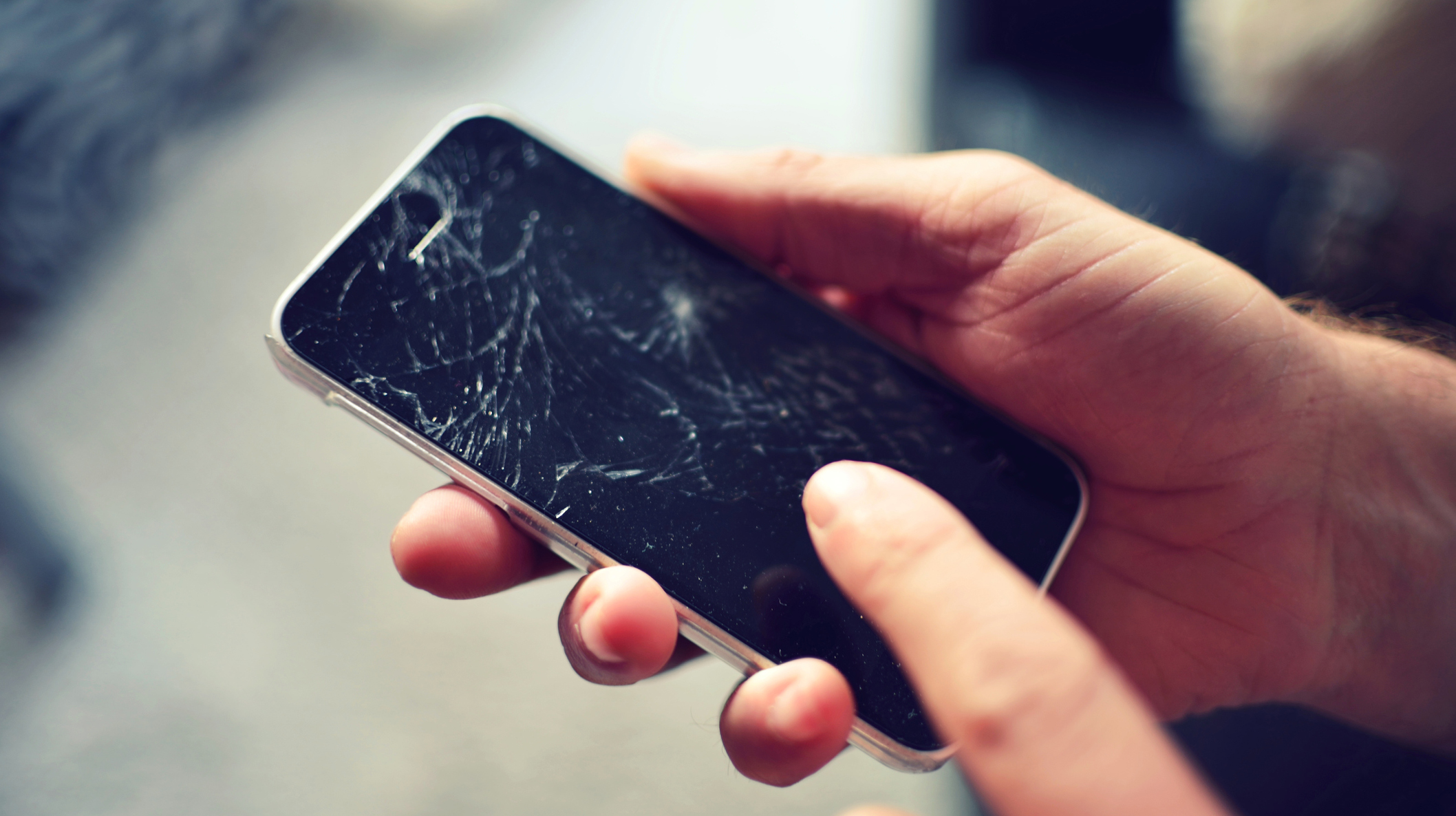 broken screen of smartphone