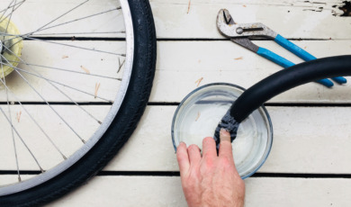 Repairing bicycle tyre