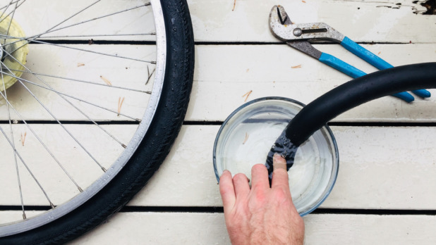 Repairing bicycle tyre