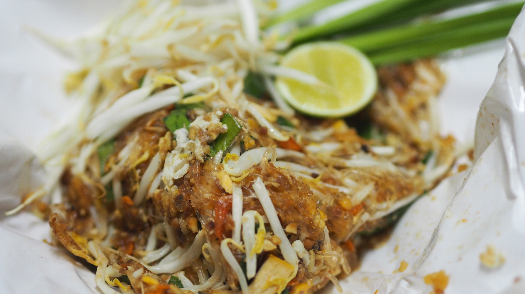 Pad Thai, Thai style Fried Noodles, Stir-fried Thai style small rice noodles with shrimp, bean curd, bean sprouts, preserved radish and ground peanuts, delicious yummy