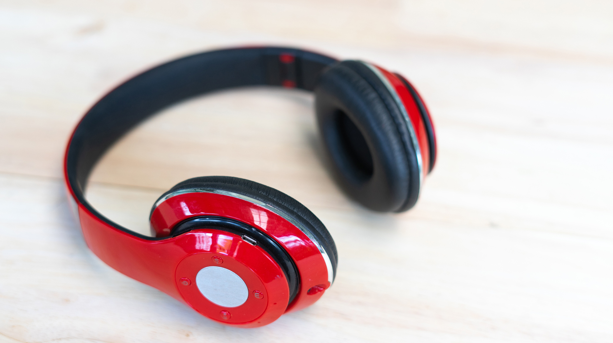 Headphone on the wooden background,Headphone