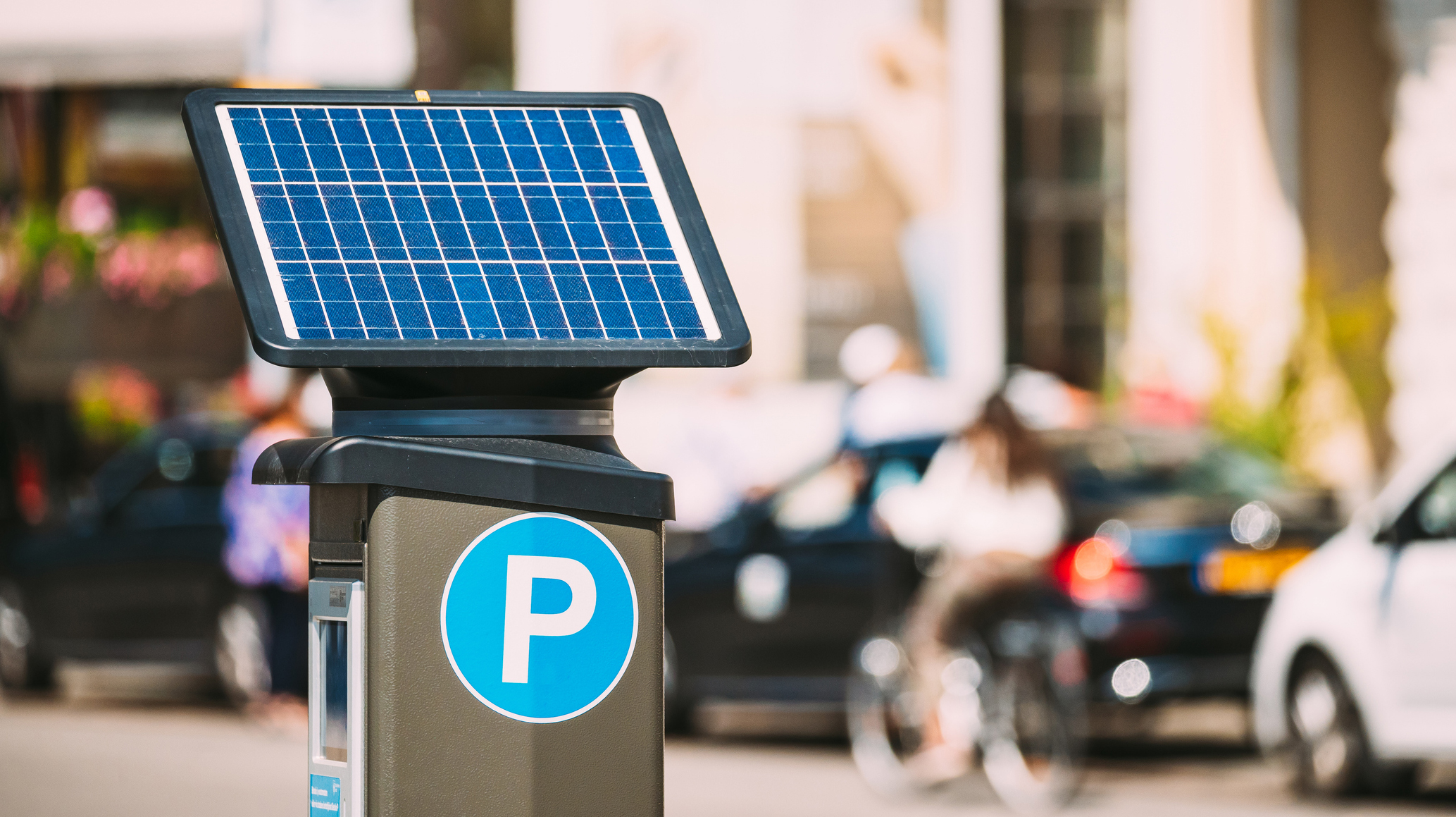 Stockholm, Sweden. Parking Machine Equipped With A Solar Battery For Recharging From Solar Energy Light. Electronic Payment That Issues A Permit To Parking Car