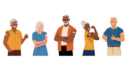 Group of vaccinated senior people.