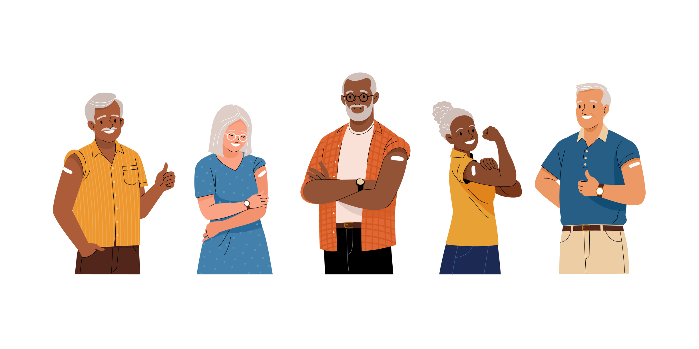 Group of vaccinated senior people.