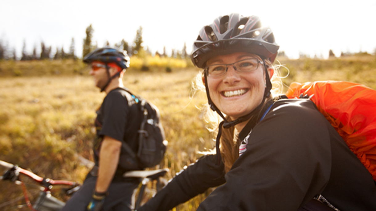 Friends on a bike ride in the backcountry.