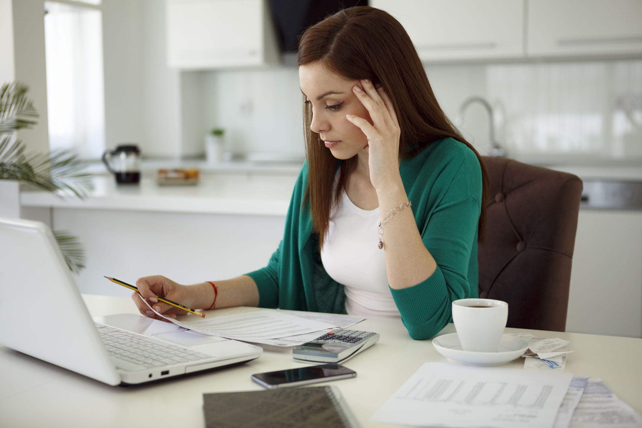 Young woman working from home