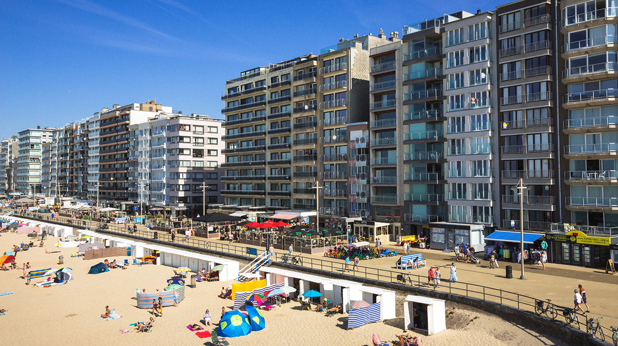 Middelkerke beach and facade building from a ferris wheel