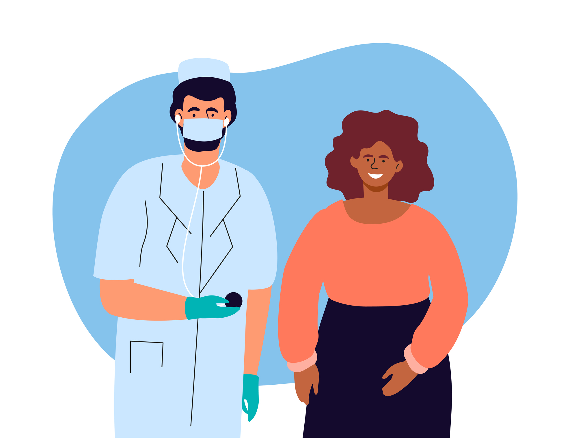 Examination by a therapist – colorful flat design style illustration