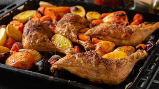 roasted chicken legs with vegetables