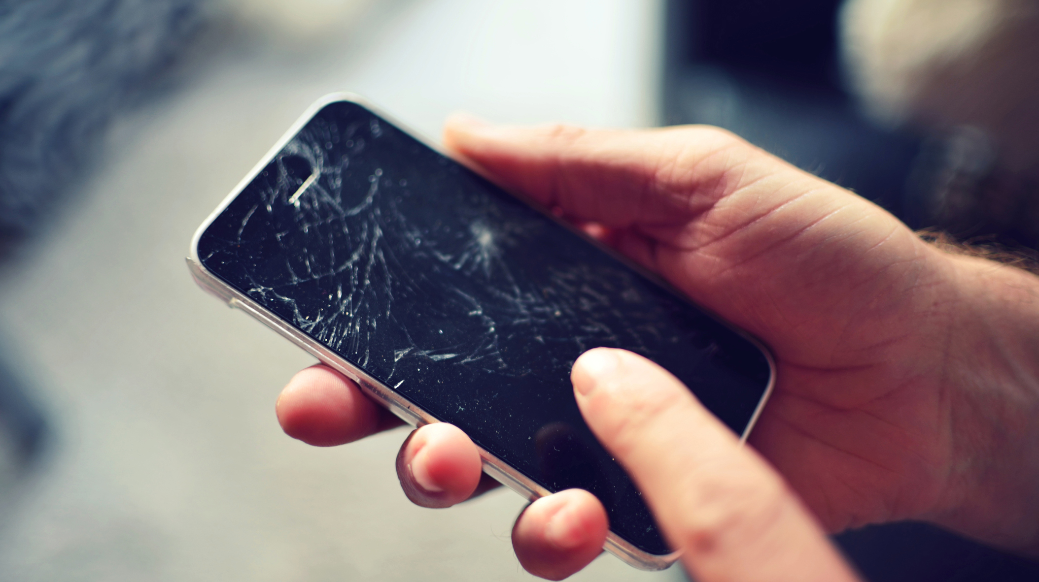 broken screen of smartphone