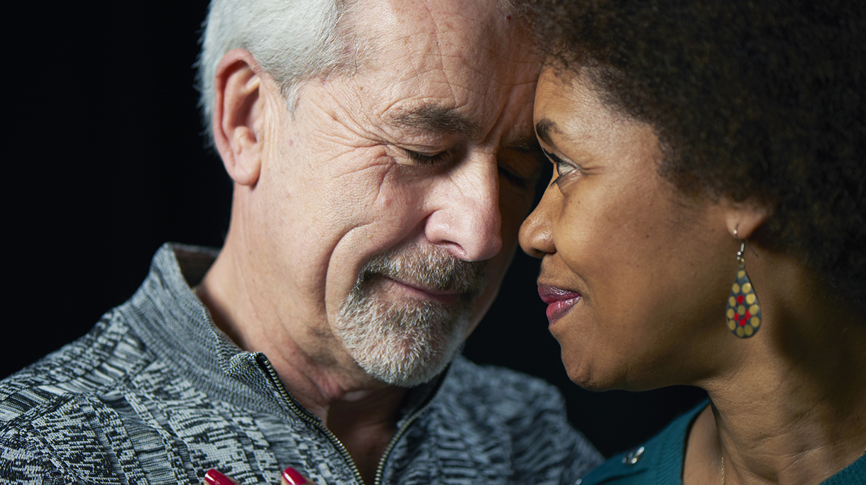 mature couple embracing