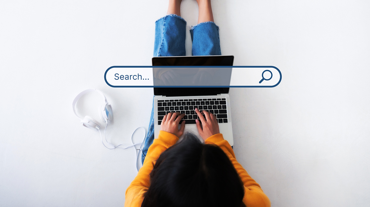 Top view of women use computer laptop to find what they are interested in. Searching information data on internet networking concept