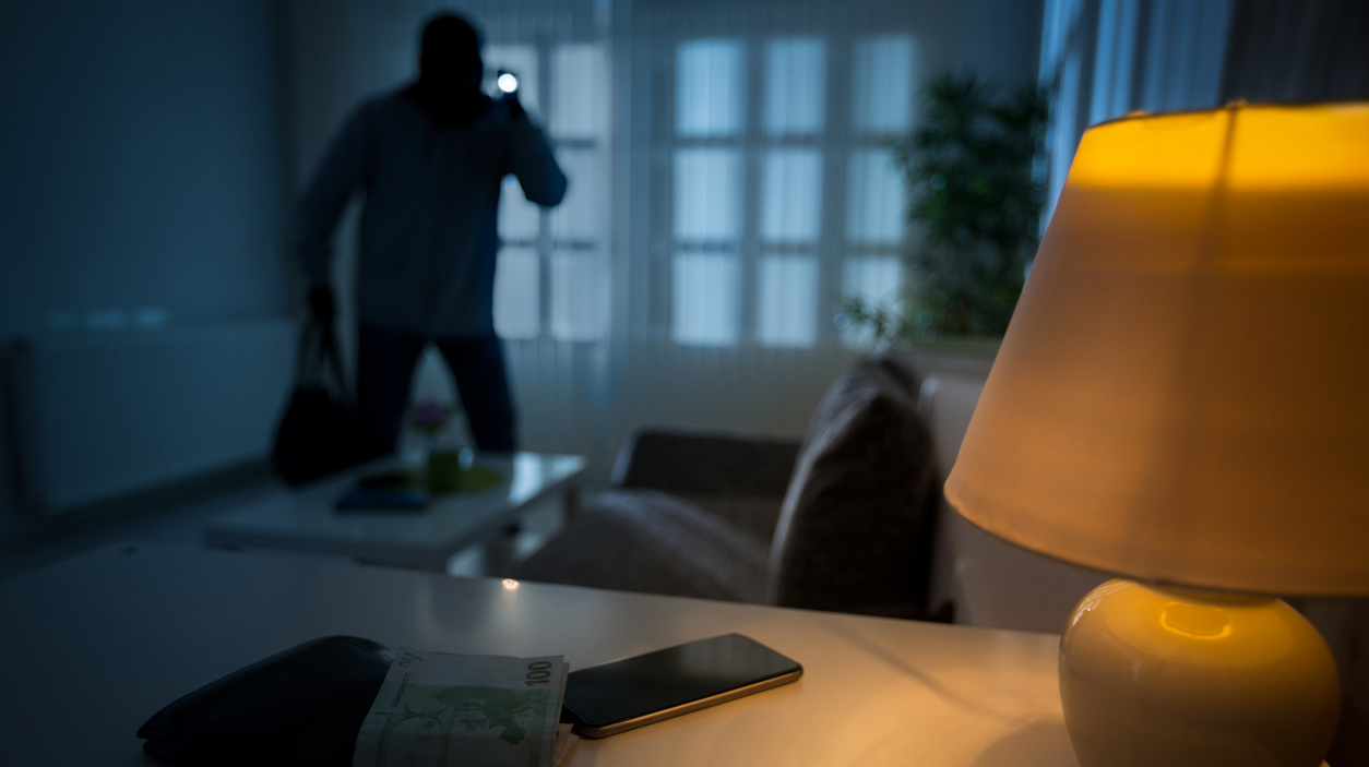 burglar in a house inhabited