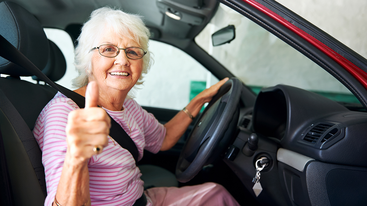 confident driving grandma