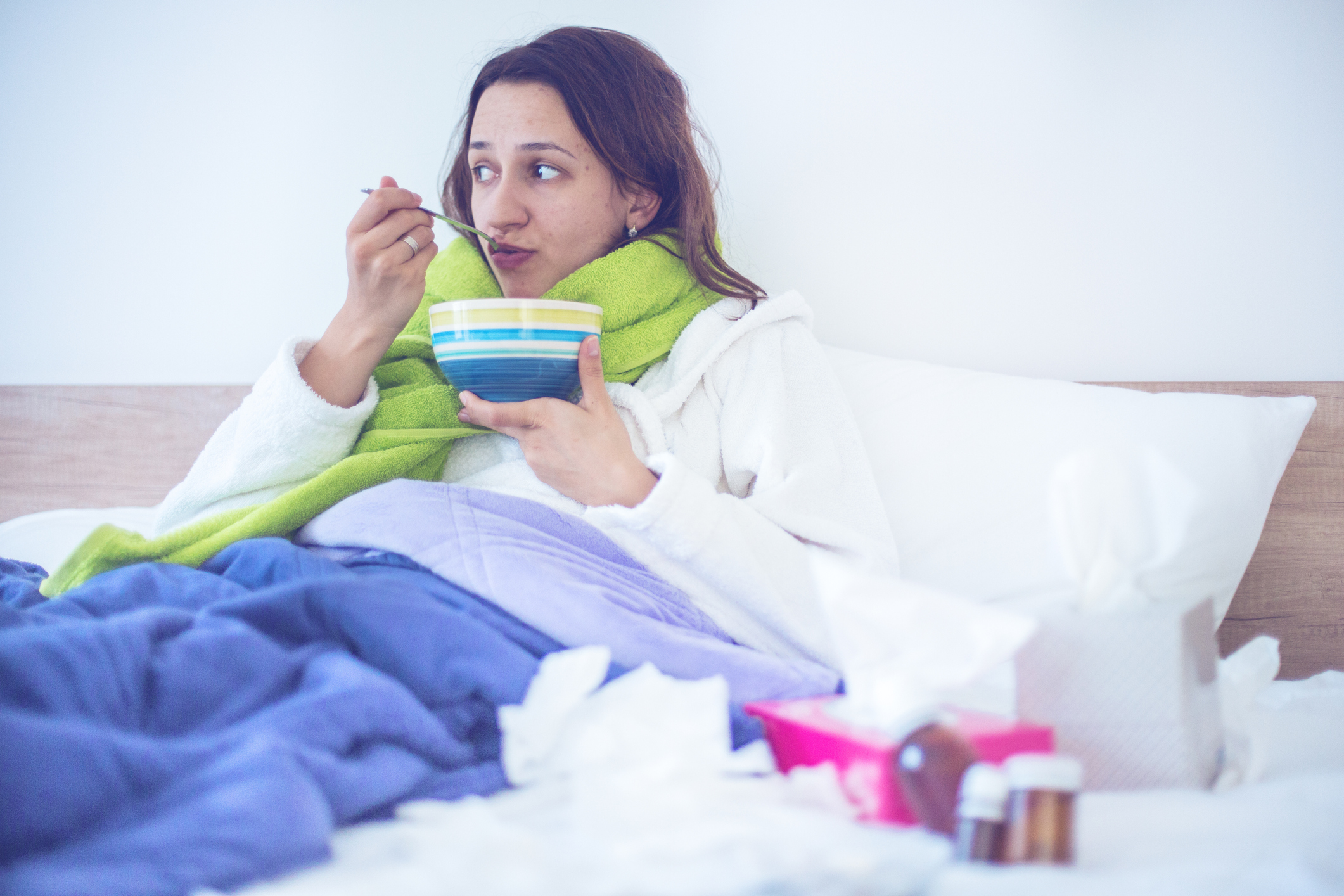 Verkouden in bed
