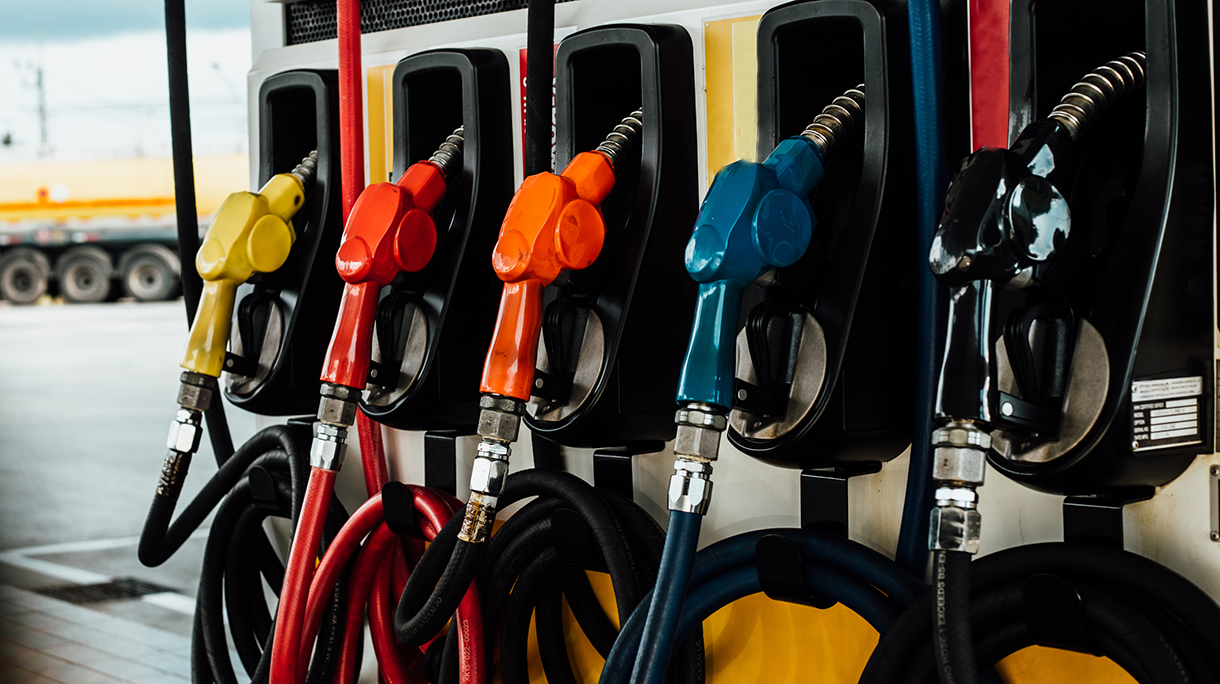 Detail of a petrol pump in a petrol station.