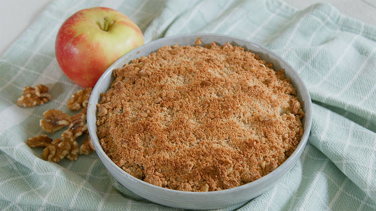 Heerlijke herfstcrumble met appel, peer en vijg