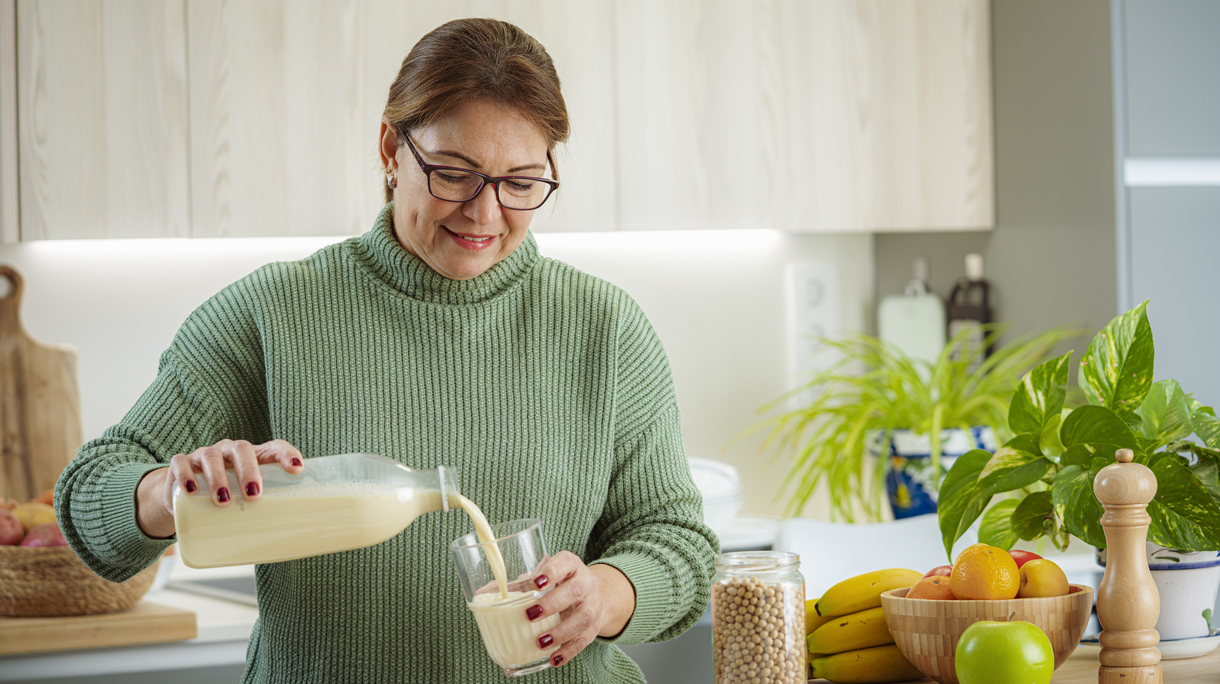 vrouw drinkt eiwitshake