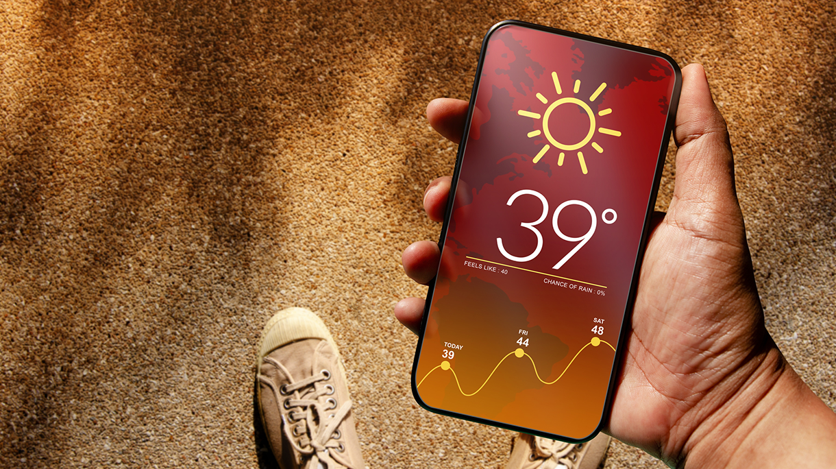 Smartphone bij zeer heet weer