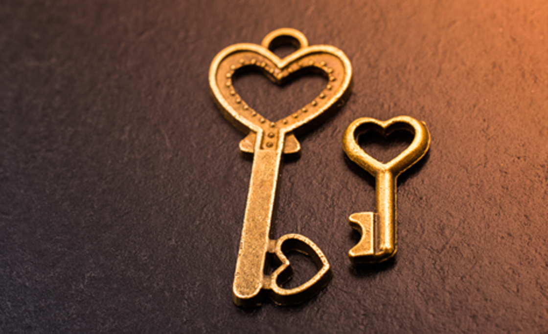 Retro style metal keys as love concept