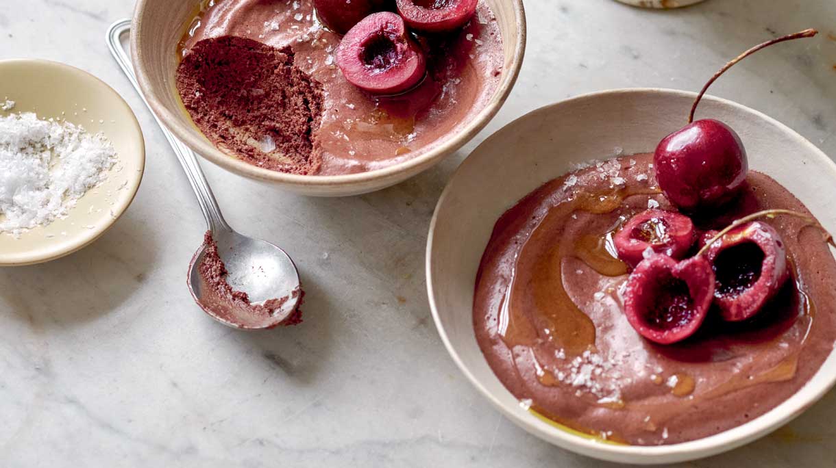 Chocolade olijfoliemousse