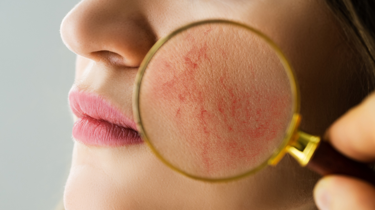vrouw met rosacea