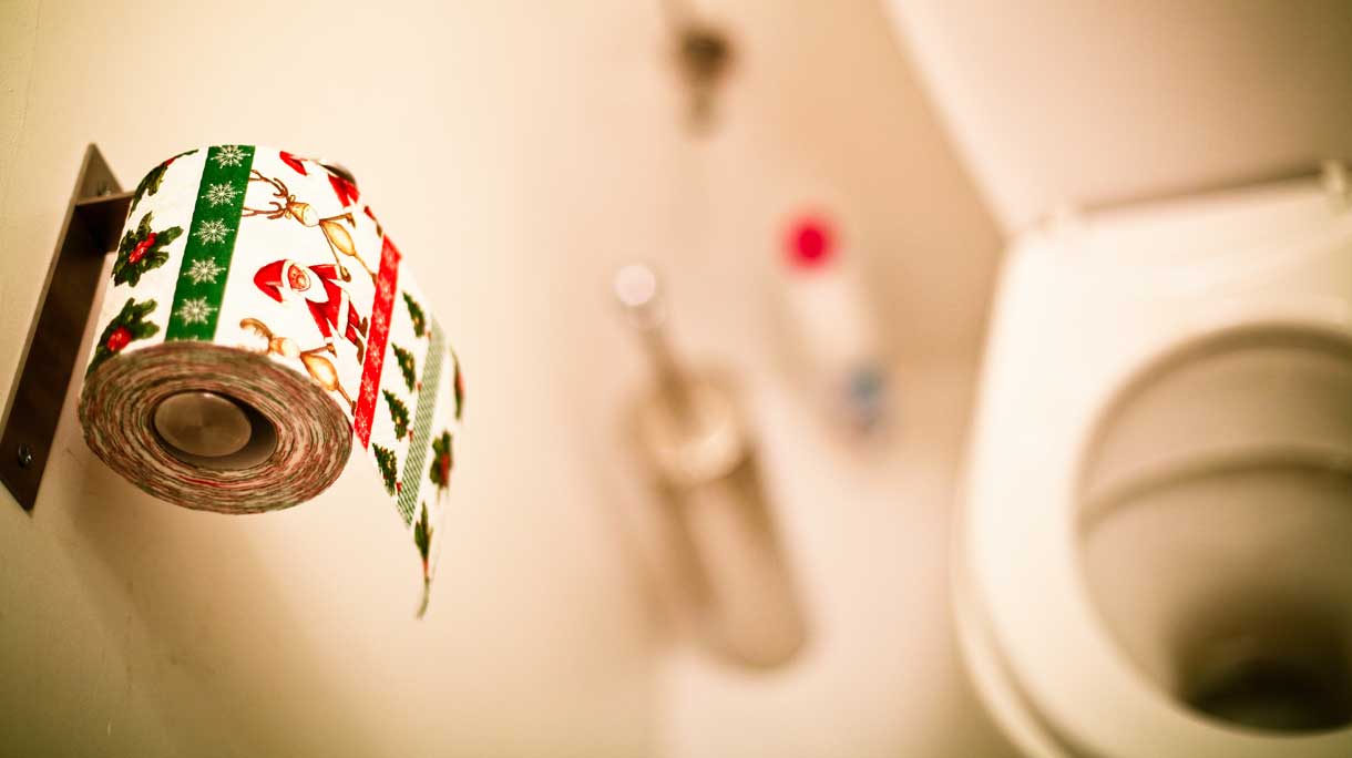 Kerst wc-papier in toilet