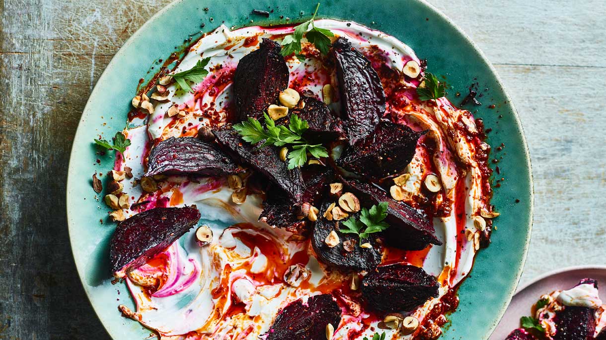 Geroosterde bietjes met harissayoghurt