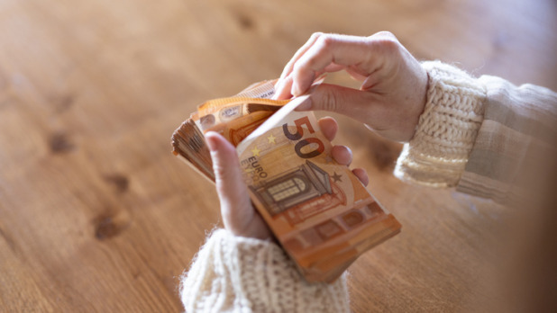 Euro geld uittellen