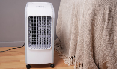portable air cooler and humidifier in living room