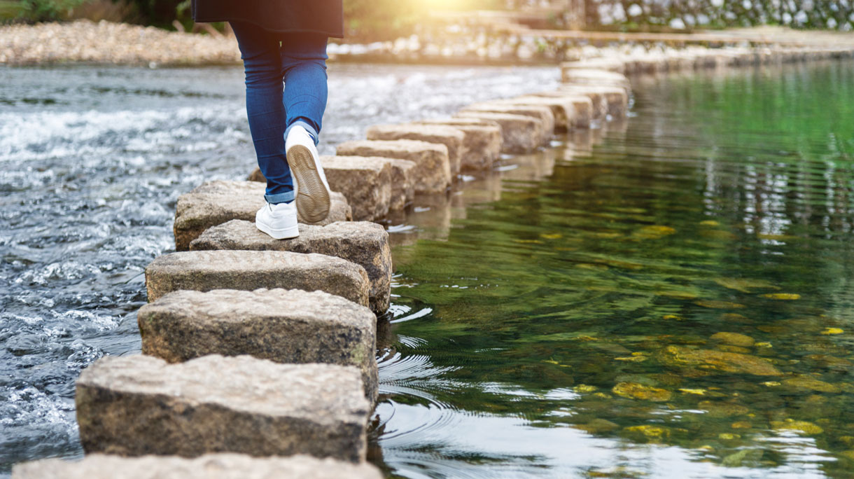 Lopen over stapstenen