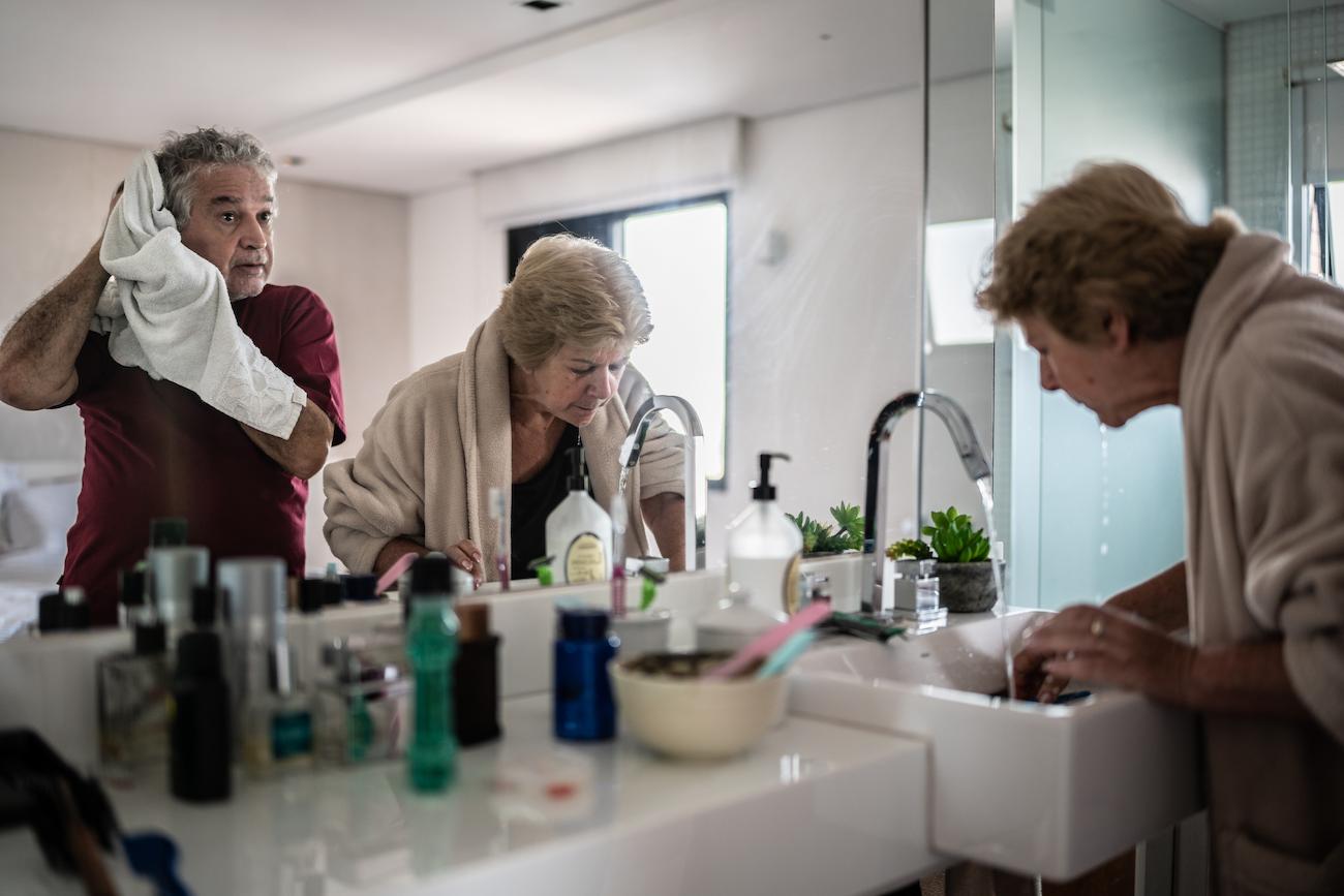 drukte in de badkamer