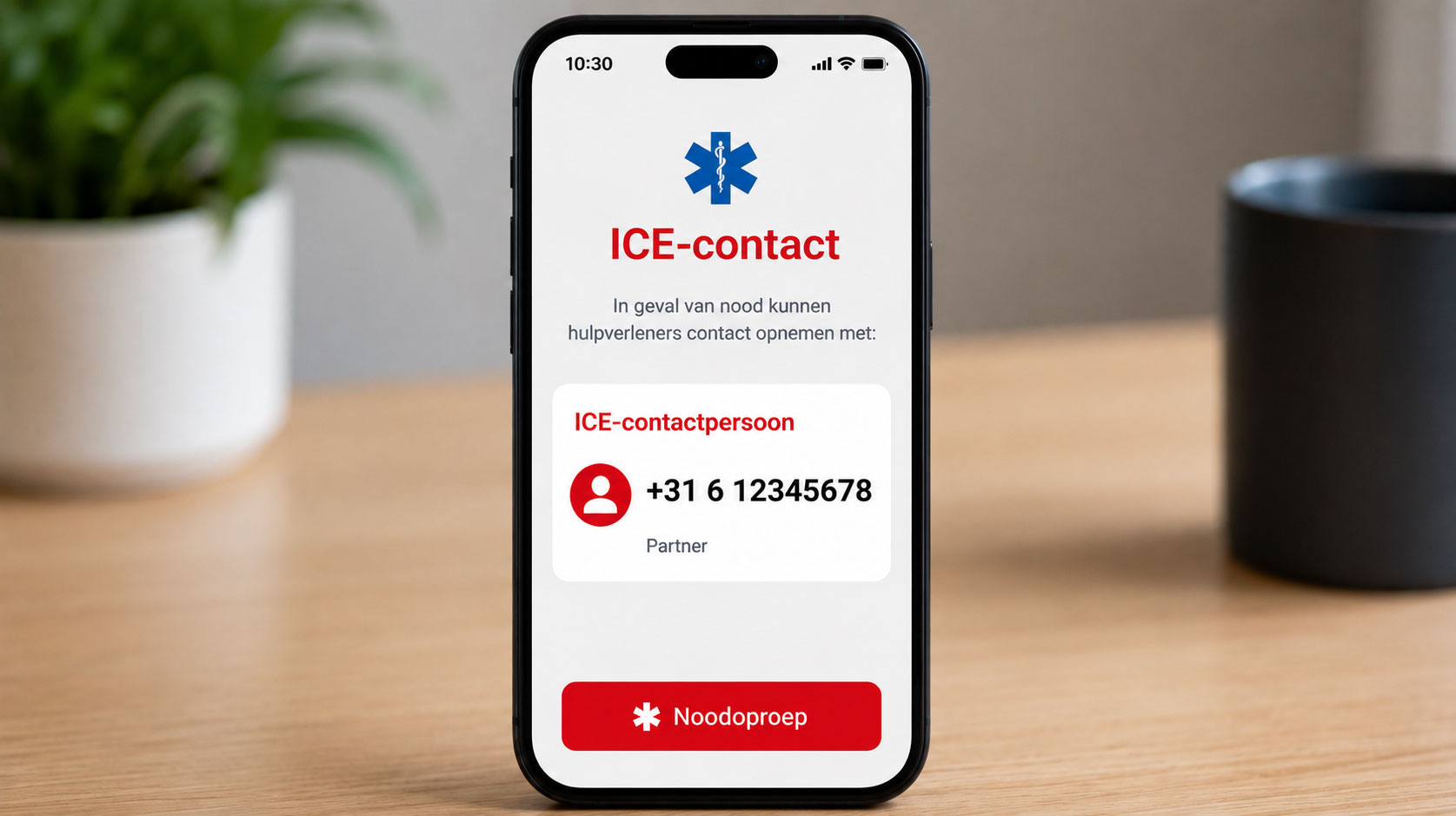 Telefoon met ICE-contact