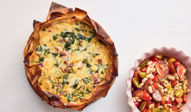 easy cheesy filoquiche met ham