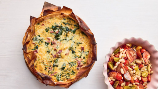 easy cheesy filoquiche met ham
