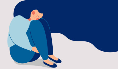 illustratie van eenzame vrouw
