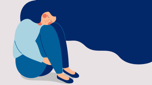 illustratie van eenzame vrouw