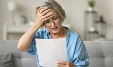 oudere vrouw krijgt slecht nieuws per brief