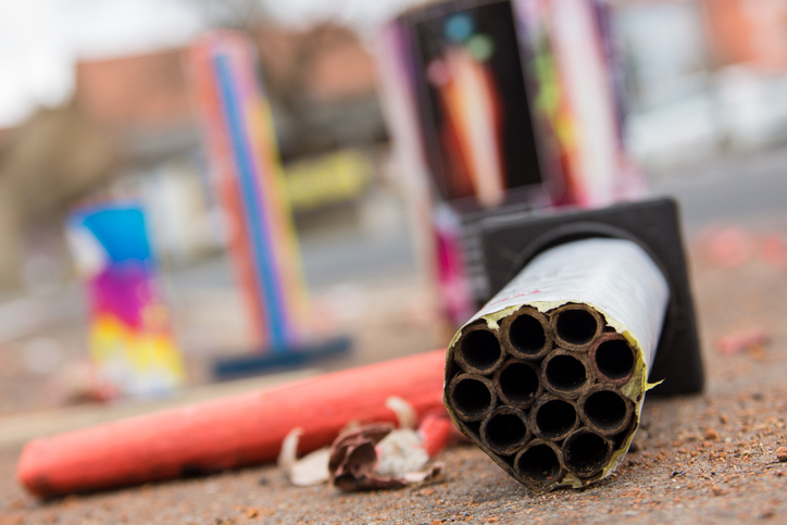 Afgestoken resten vuurwerk