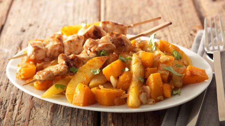 kipspiesjes met pompoen