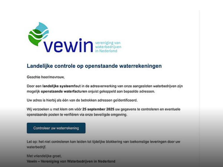 Vewin phishingmail